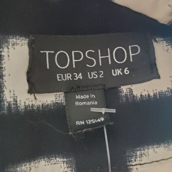 TOPSHOP blazer black and white windowpane check boyfriend coat 2 - Picture 4 of 8